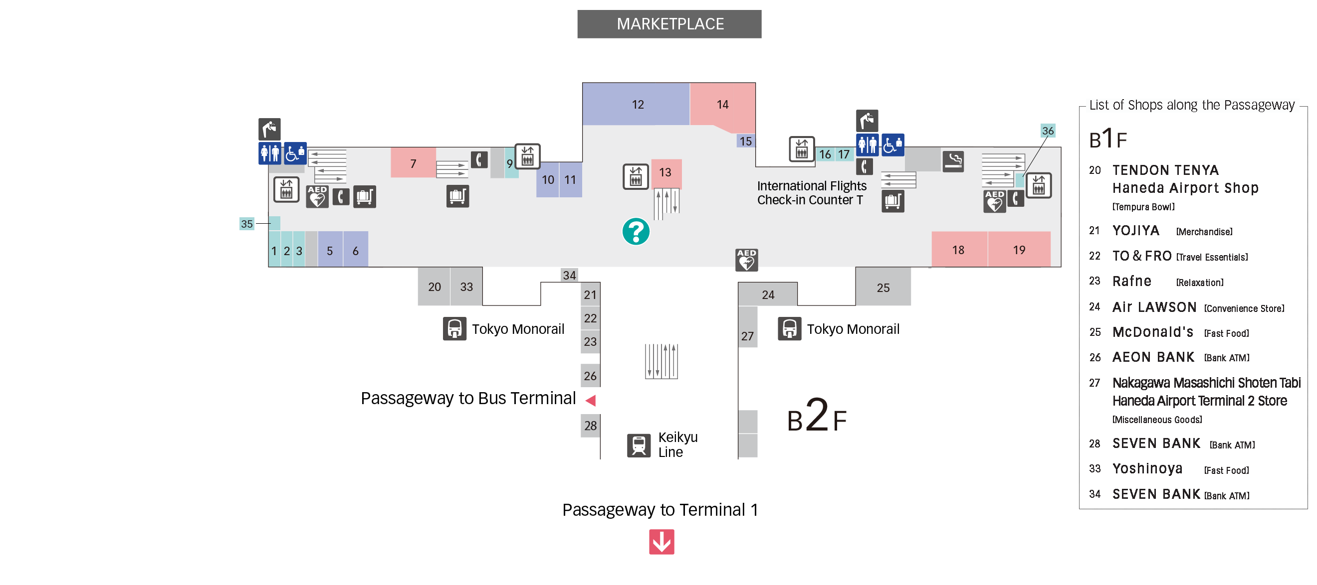 B1F Keikyu Line / Tokyo Monorail Floor Map