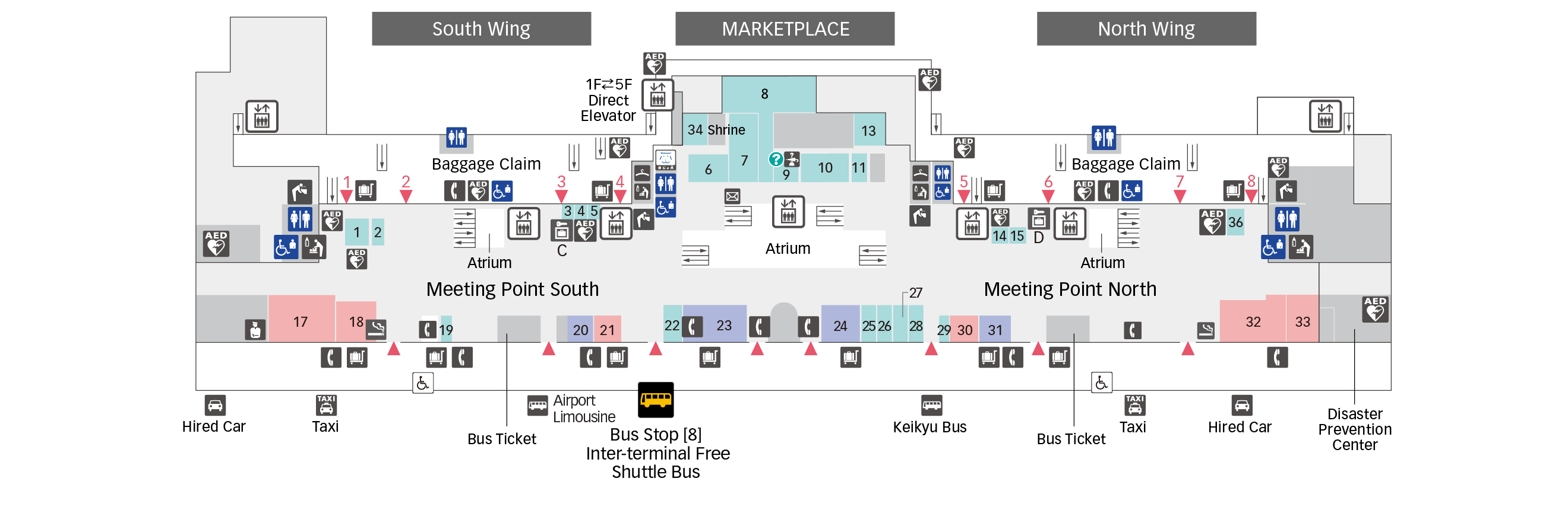 1F Arrival Lobby floor map