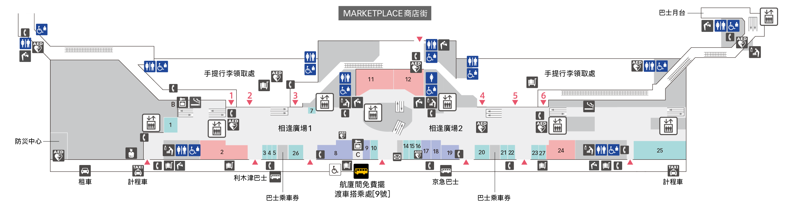 1F入境大廳（國內線）樓層平面圖