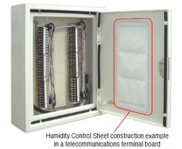 Example of Humidity Control Sheet installation on terminal board dedicated to communication