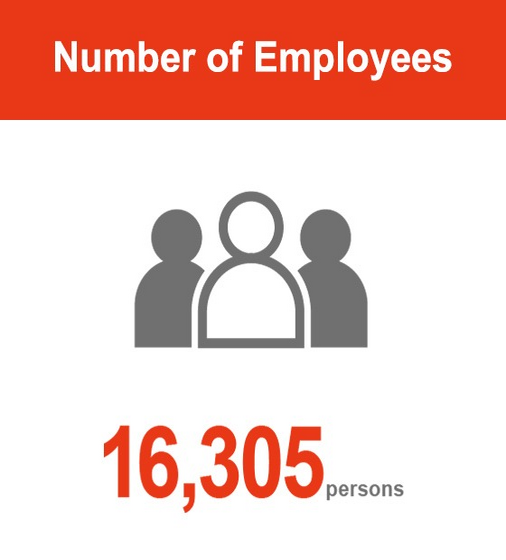 16,305 employees