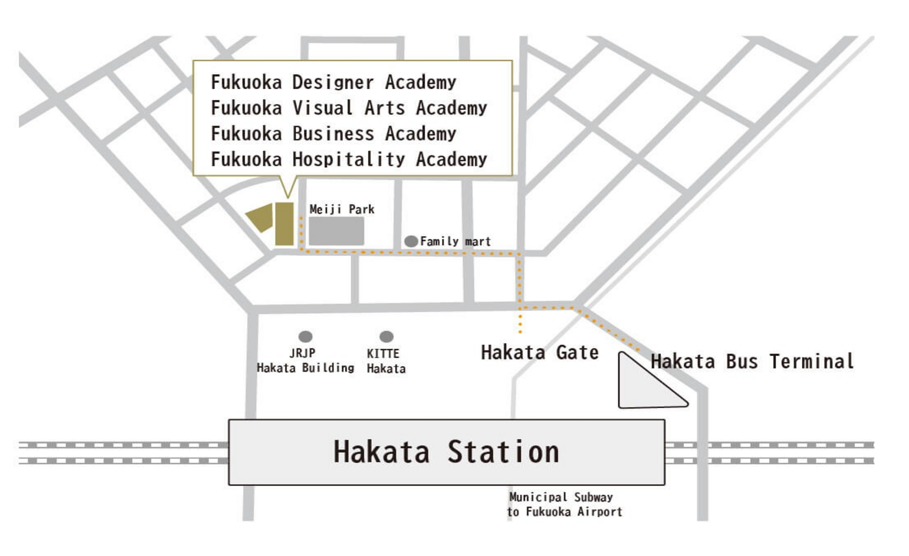 From Hakata Station to Fukuoka Akademeia