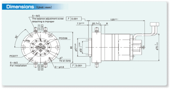 Air spindle [SPM30 type] Main dimensions