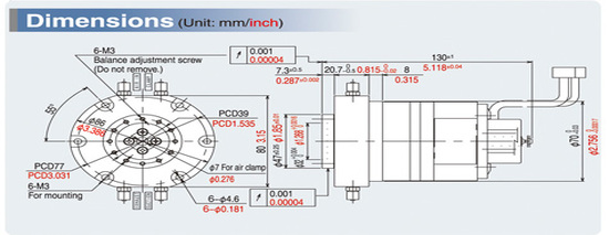 Air spindle [SPM30C type] Main dimensions