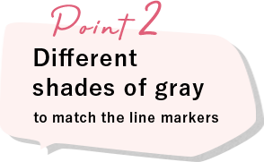 Different shades of gray to match the line markers