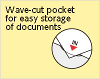 Wave-cut pocket for easy storage of documents