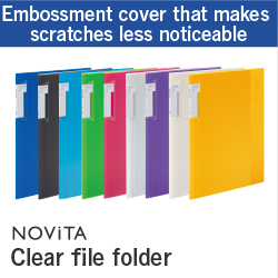 NOVITA clear book with embossed cover that makes scratches less noticeable