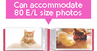Can accommodate 80 E/L size photos