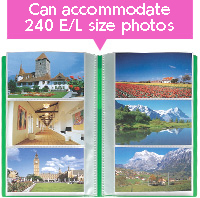 Can accommodate 240 E/L size photos