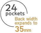 24 pockets The back width expands to 35mm
