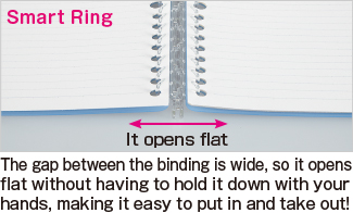 Smartring Slim Binder: The gap between the fasteners is wide, and it opens flat without having to hold it down with your hands, making it easy to put in and take out!