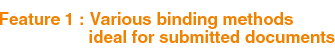 Feature 1: Various binding methods ideal for submitted documents